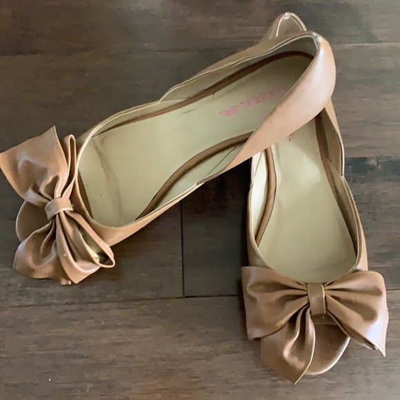 Material Girl Shoes - Material Girl Bow Peep Toe Flats